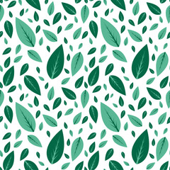 Spring Leaf Seamless Background Pattern. Green leaves seamless vector pattern, endless wallpaper or textile swatch with tree floral, green spring life theme