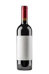 Bottle of  red wine with a blank label, isolated on transparent background. Cut out
