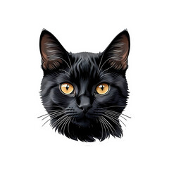 portrait of a black realistic cat