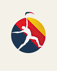 Obraz premium Abstract logo with a stylized human figure and colorful shapes