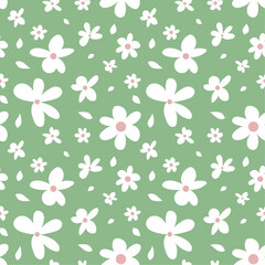 Flower seamless pattern. Simple floral texture. Meadow flowers seamless pattern. Small meadow plants. Summer botanical background. For fabric and texture