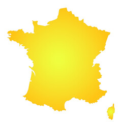 carte de la France jaune dorée