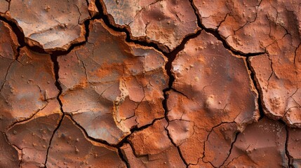 A detailed view of a cracked rock with numerous holes in it