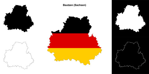 Fototapeta premium Bautzen (Sachsen) blank outline map set
