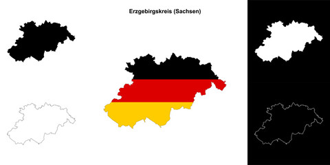 Erzgebirgskreis (Sachsen) blank outline map set