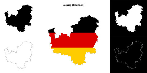 Fototapeta premium Leipzig (Sachsen) blank outline map set