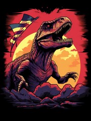 Dinosaur Holding Flag Tee
