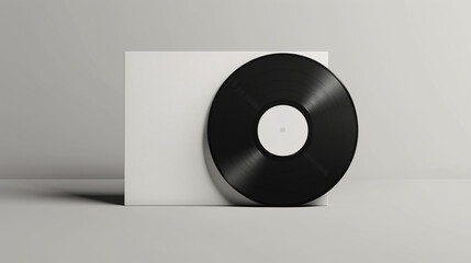Mockup picture of vinyl records and modern box, Listening to music from a vinyl record player