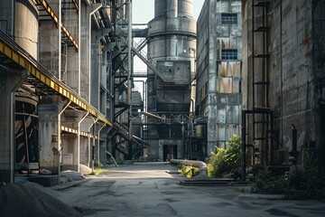A deserted industrial area with a lot of pipes and a lot of rust - Powered by Adobe