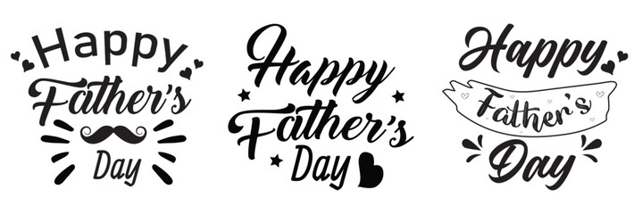 Fototapeta premium Happy Fathers Day typography banner. Father's day sale promotion calligraphy poster. Vector illustration