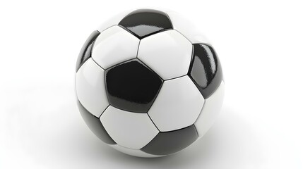 Naklejka premium Isolated black and white colored Soccer Ball on a white Background with Copy Space
