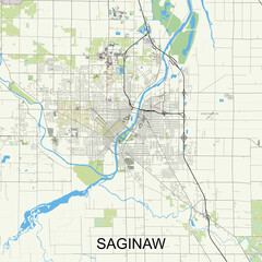 Saginaw, Michigan, United States map poster art