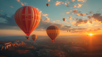 Obraz premium Group of Hot Air Balloons Flying in the Sky