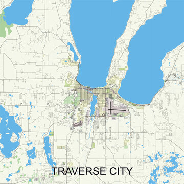 Traverse City, Michigan, United States map poster art
