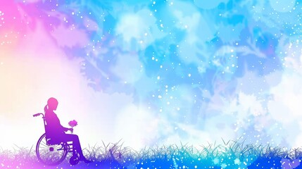 Obraz premium A child in a wheelchair next to a friend. Concept: love and care, communication between people with disabilities. Disabled person in society