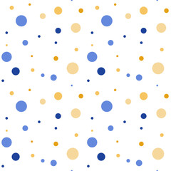 Abstract Seamless Dots Pattern. Seamless Blue and Golden Dots Pattern on White Background