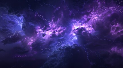 Background with dark purple clouds. Purple electrical storm in a digital cloud for an energy concept.
