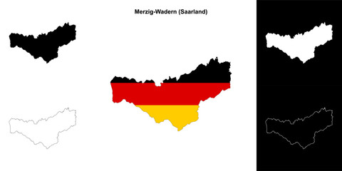 Merzig-Wadern (Saarland) blank outline map set