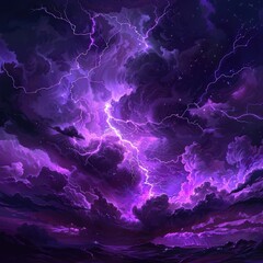Naklejka premium Background with dark purple clouds. Purple electrical storm in a digital cloud for an energy concept.