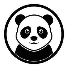 Panda Icon Vector: Adorable Illustration Encircled for Versatile Use