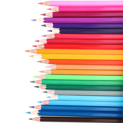 Bright color pencils on white background