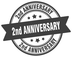 2nd anniversary stamp. 2nd anniversary label on transparent background. round sign