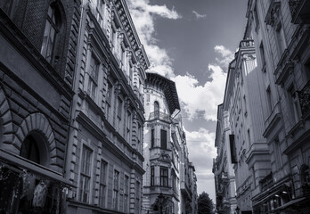 Fototapeta premium Historic buildings in the streets of Budapest.Summer season,2023