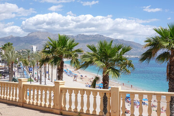 View to Albir seaside beach and Mediterranean Sea. Albir is stylish modern seaside resort of L'...