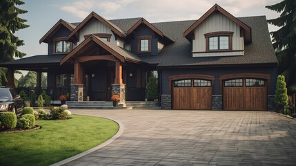 A photo of a suburban home with a two-car garage.