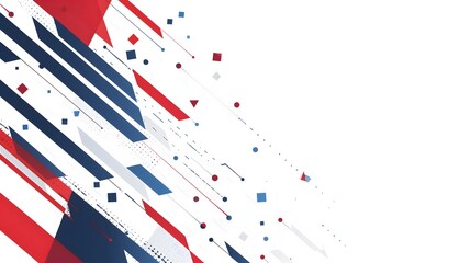 Obraz premium Abstract Background - Dynamic red, blue, and white geometric shapes on white background
