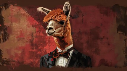 dapper alpaca in elegant formal attire digital illustration