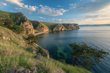 Lake Baikal. Summer evening on Olkhon island. Olkhon Island, Russia