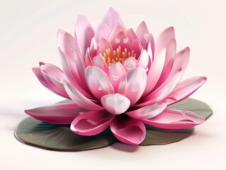 Lotus Flower Isolated on Pink Background. Beautiful Nature Plant Bloom