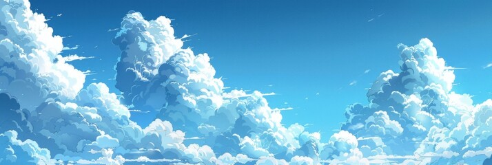 Fototapeta premium Nice Sky. Blue Sky with Beautiful Clouds in Nature Background