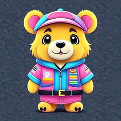 Fototapeta premium Vector bear character for t-shirt design