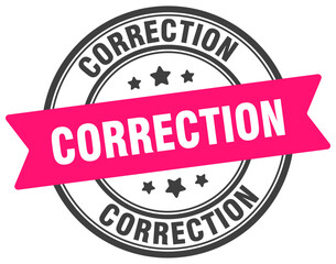 correction stamp. correction label on transparent background. round sign