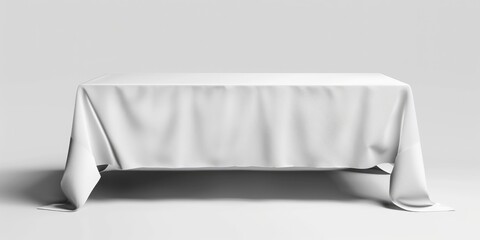 White Tablecloth Background. Presentation Box with Adjustable Runner Isolated on White Background