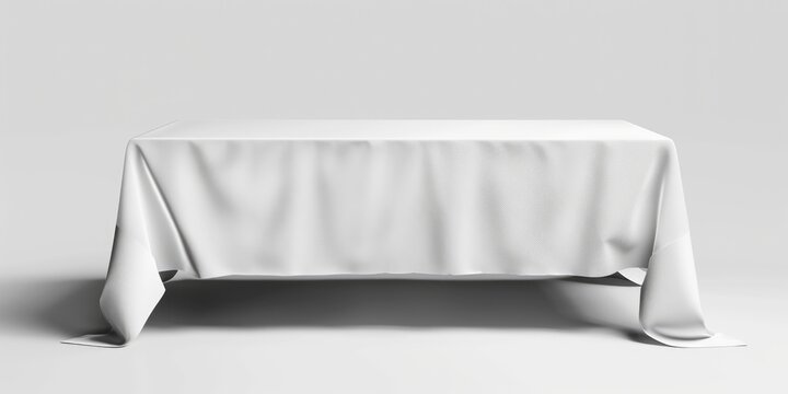 White Tablecloth Background. Presentation Box with Adjustable Runner Isolated on White Background