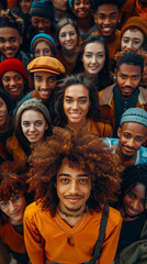 Fototapeta premium Different races people, multicultural group of young modern people, mixed group of multicultural people look camera, happy people, smile, smiling people