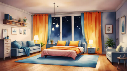 cartoon watercolor style , ai generated