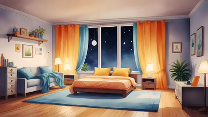 cartoon watercolor style , ai generated