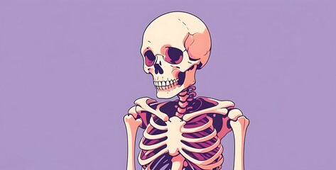 isolated on pastel colors background with copy space, human Skeleton concept, illustration