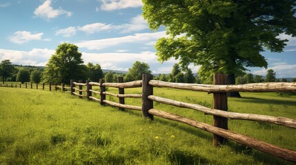 Obraz premium A photo of a traditional wooden fence enclosing a pass
