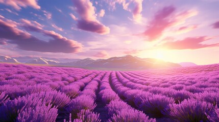 A photo of a vast field of blooming lavender.