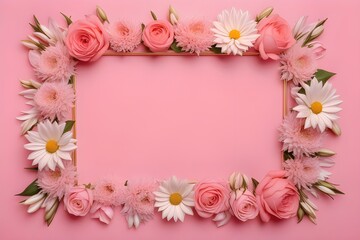 a frame made of various flowers