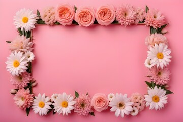 Fototapeta premium a frame made of various flowers