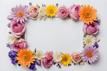 a frame made of various flowers