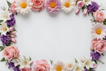 Fototapeta premium a frame made of various flowers