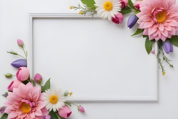 a frame made of various flowers