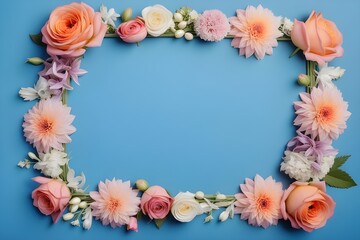 a frame made of various flowers
